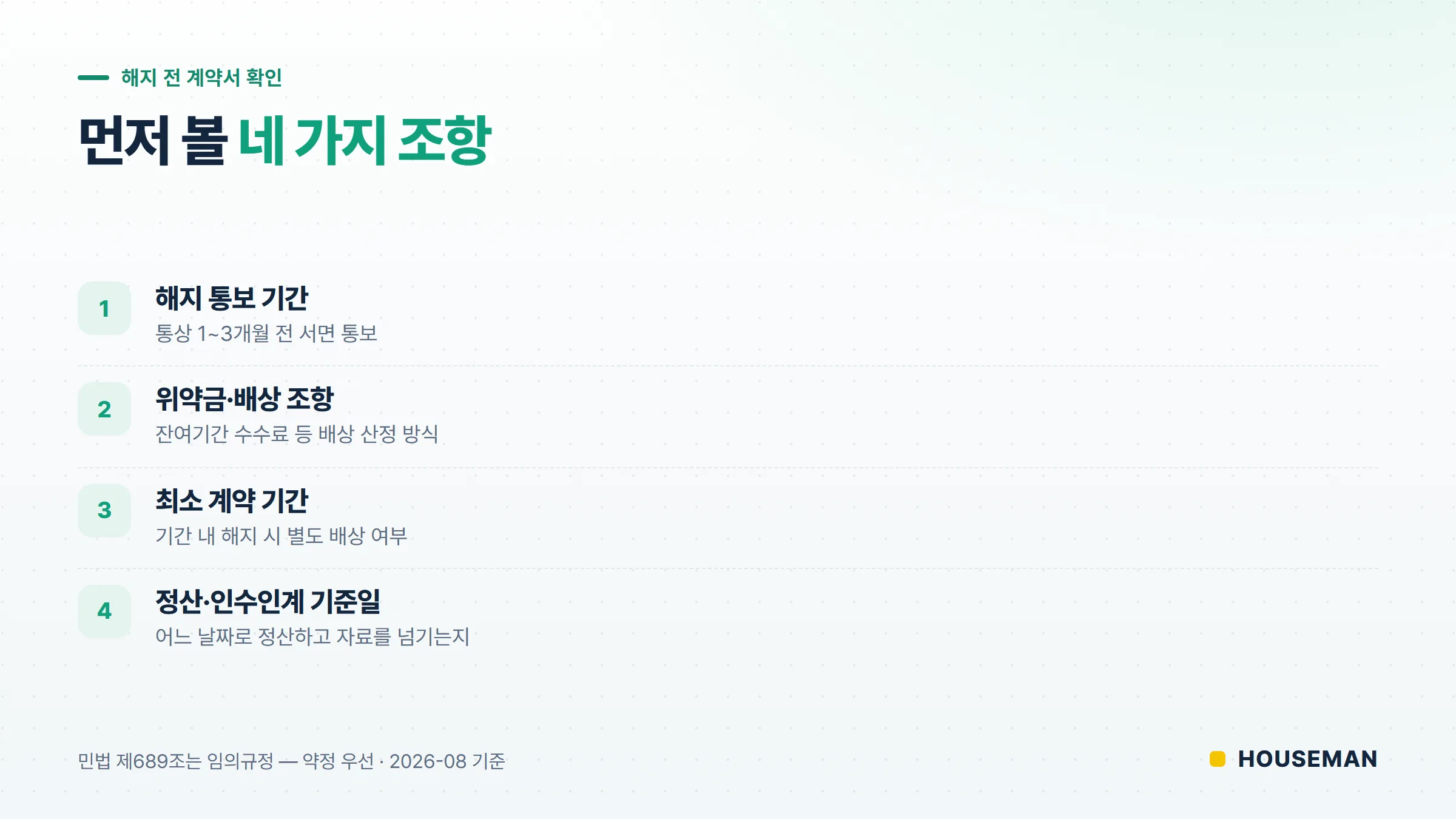 위탁관리 계약 해지 전 확인할 계약서 조항 체크리스트 — 통보기간·위약금·최소기간·정산기준일